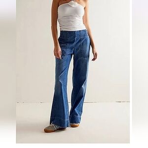 We The Free Blue Flare Wide Leg Jeans